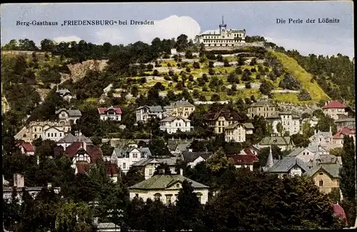 Ak Niederlössnitz Niederlößnitz Radebeul Sachsen, Friedensburg, Berg-Gasthaus, Panorama