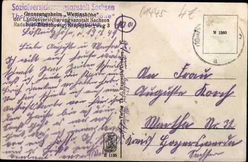 Ak Zitzschewig Radebeul in Sachsen, Genesungsheim der Landesvers.-Anstalt, Wettinshöhe