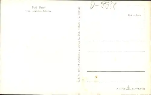 Ak Bad Elster im Vogtland, HO-Forsthaus Schänke, Außenansicht