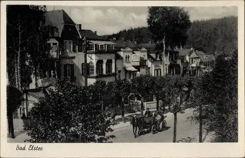 Ak Bad Elster im Vogtland, Straße, Gebäude, Pferdekutsche