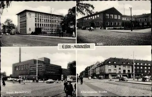 Ak Altenessen Essen Nordrhein Westfalen, Post, Bezirksamt, Badeanstalt