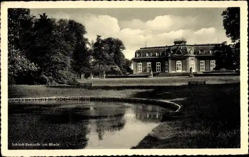 Ak Benrath Düsseldorf am Rhein, Schloss, Außenansicht, Teich