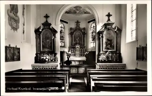 Ak Krumbach in Schwaben, Krumbad, Innenansicht der Kirche, Altar