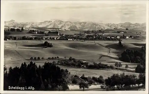 Ak Scheidegg im Allgäu Schwaben, Panorama, Wintersportplatz