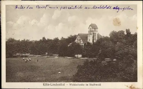 Ak Lindenthal Köln am Rhein, Waldschenke im Stadtwald, Park