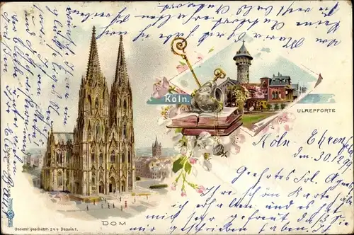 Litho Köln am Rhein, Dom, Ulrepforte