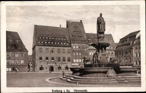 Ak Freiberg in Sachsen, Obermarkt, Denkmal, Platz