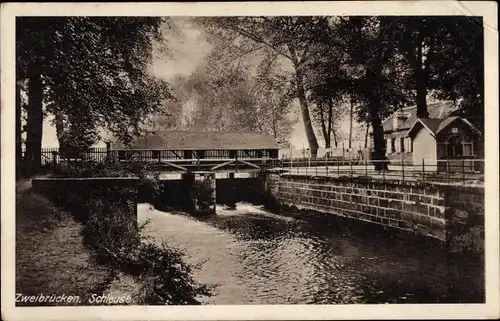 Ak Zweibrücken in Rheinland Pfalz, Partie an der Schleuse
