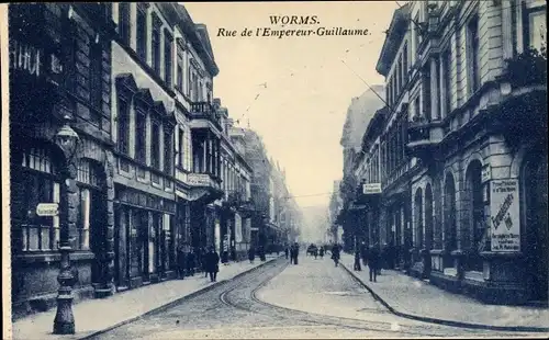 Ak Worms in Rheinland Pfalz, Rue de l'Empereur Guillaume, Laterne