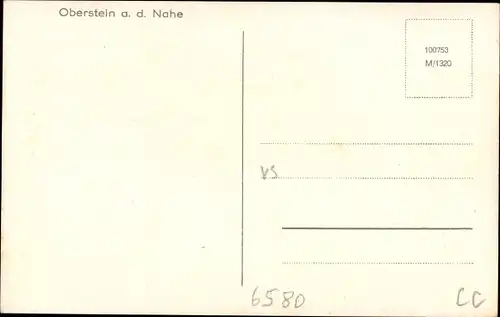 Ak Oberstein an der Nahe, Totalansicht vom Ort, Vogelschau, Fluss, Brücke