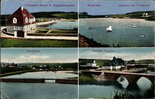 Ak Malter Dippoldiswalde im Osterzgebirge, Talsperre, Maltersee, Gasthof Seeblick, Vorsperre