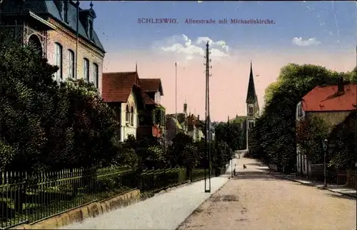 Ak Schleswig an der Schlei, Alleestraße mit Michaeliskirche