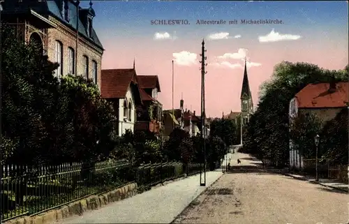 Ak Schleswig an der Schlei, Alleestraße mit Michaeliskirche