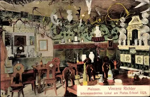 Ak Meißen an der Elbe, Vincenz Richter, Interessantestes Lokal am Platze