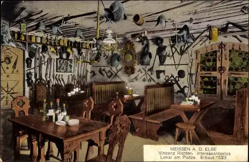 Ak Meißen an der Elbe, Vincenz Richter, Interessantestes Lokal am Platze