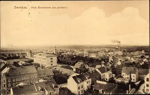Ak Zwenkau in Sachsen, Blick auf Stadt vom Wasserturm aus gesehen