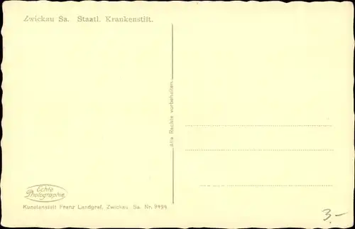 Ak Zwickau in Sachsen, Heinrich Braun Krankenhaus, Panorama