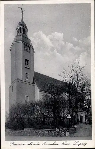 Ak Zwenkau in Sachsen, Ansicht der Laurentiuskirche, Eingang
