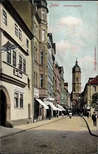 Ak Jena, Blick in die Johannisgasse, Kirche, Zur Rose