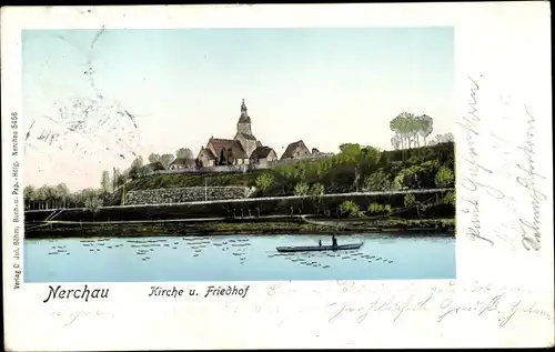 Ak Nerchau Grimma in Sachsen, Kirche und Friedhof