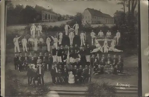 Foto Ak Frohburg in Sachsen, Turnerschaft, Gruppenbild, 1912