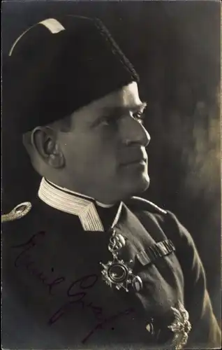 Foto Ak Opernsänger Emil Graf, Portrait in Uniform