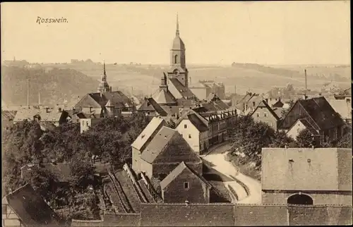 Ak Roßwein in Sachsen, Blick auf den Ort, Kirche, Häuser