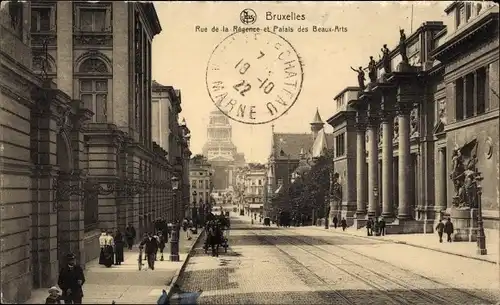 Ak Bruxelles Brüssel, Rue de la Regence et Palais des Beaux-Arts