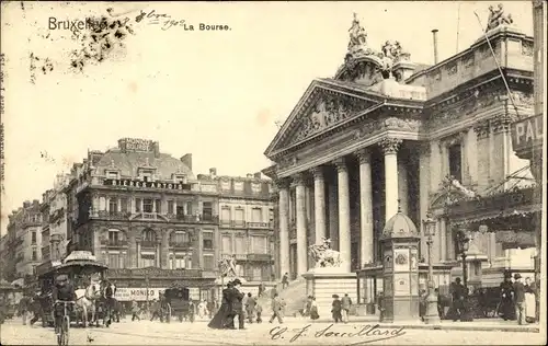 Ak Bruxelles Brüssel, La Bourse, Bieres Artois, Monico Bourse, Litfaßsäule, VandenBergch