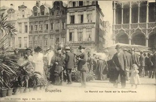 Ak Bruxelles Brüssel, Le Marche aux fleurs sur la Grand'Place