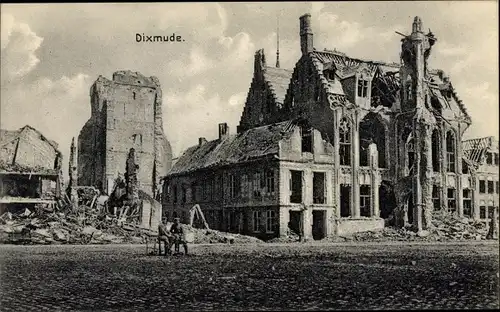 Ak Diksmuide Dixmude Westflandern, zerstörte Gebäude