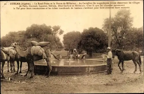 Ak Hammam Maskhoutine Guelma Algerien, Le Rond-Point et la Route de Millesimo, Kamele