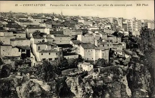 Ak Constantine Algerien, Perspective du ravin du Rummel, vue prise du nouveau pont