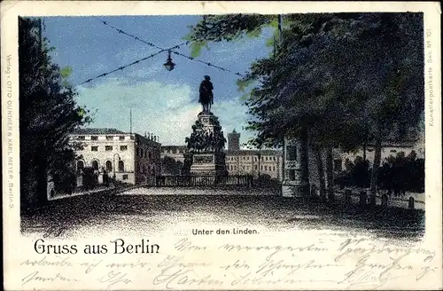 Ak Berlin Mitte, Partie Unter den Linden, Kaiser Wilhelm Denkmal