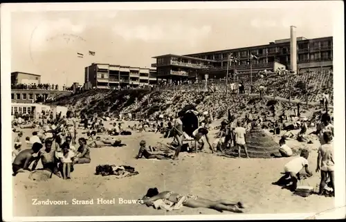 Ak Zandvoort Nordholland Niederlande, Strand Hotel Bouwers, Strandszene, Badegäste