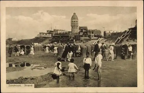 Ak Zandvoort Nordholland Niederlande, Strand, Badegäste, Strandkörbe, Kinder