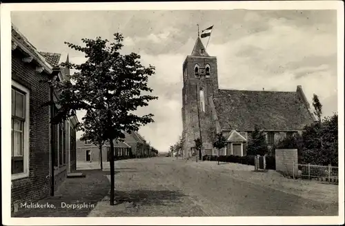 Ak Meliskerke Veere Zeeland Niederlande, Dorpsplein, Kerk