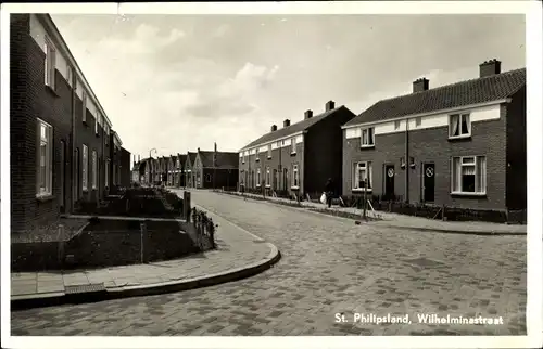 Ak Sint Philipsland Zeeland, Wilhelminastraat, Häuser