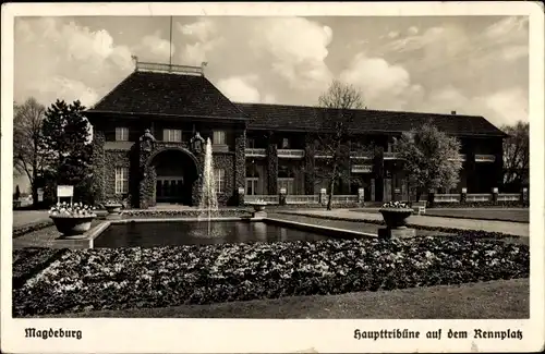 Ak Magdeburg, Haupttribune auf dem Rennplatz