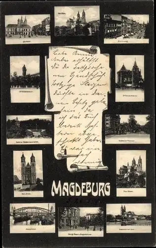 Ak Magdeburg, Dom, Rathaus, Denkmal, Brücke
