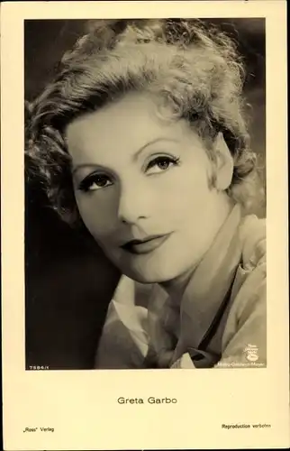 Ak Schauspielerin Greta Garbo, Portrait, Ross 7584/1