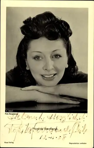 Ak Schauspielerin Rosita Serrano, Portrait, Ross Verlag A 3402/1