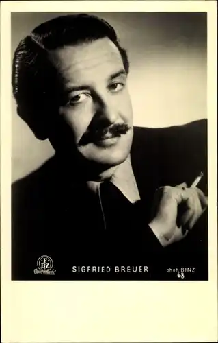 Ak Schauspieler Sigfried Breuer, Portrait mit Zigarette, FBZ Verlag