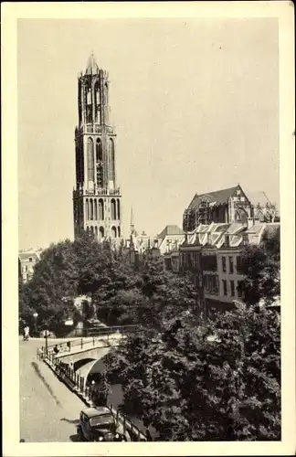 Ak Utrecht Niederlande, Oudegracht met Domtoren