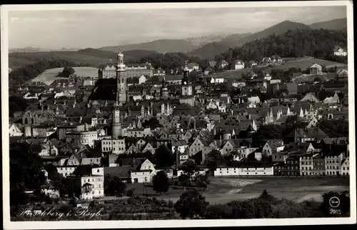 Ak Jelenia Góra Hirschberg Riesengebirge Schlesien, Totalansicht vom Ort