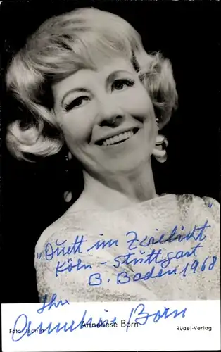 Ak Schauspielerin Anneliese Born, Portrait, Autogramm