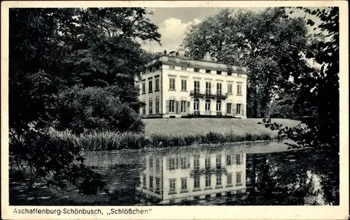 Ak Schönbusch Aschaffenburg Unterfranken Bayern, Blick auf das Schlösschen