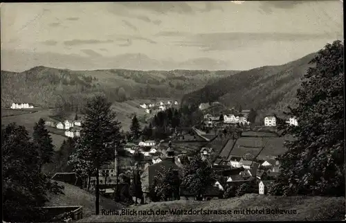 Ak Ruhla in Thüringen, Blick nach der Watzdorfstraße mit Hotel Bellevue