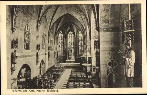 Ak Bielefeld in Nordrhein Westfalen, Inneres der Kath. Kirche