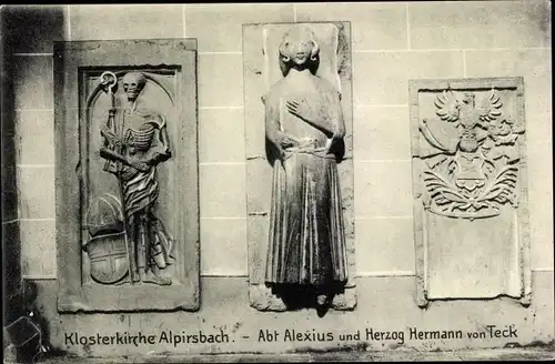 Ak Alpirsbach, Klosterkirche, Abt Alexius und Herzog Hermann von Teck